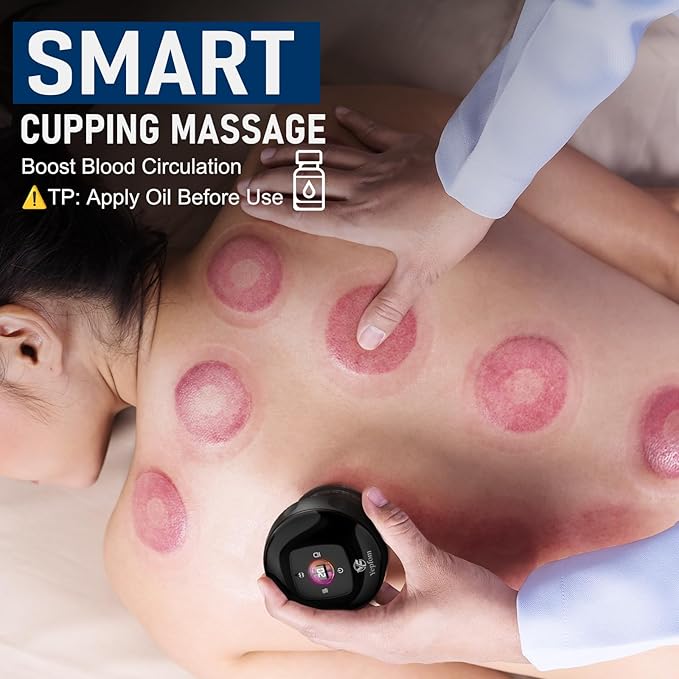 5-in-1 Smart Dynamic Cupping Set, 12 Levels Cupping Kit for Massage Therapy with Red Ligh-t Therapy&Heat Penetrates for Targeted Pain Relief, Knots, Aches, Muscle Soreness - 1Pcs(Black)