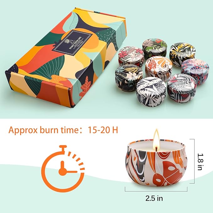 8 Pack Aromatherapy Candle Sets, Soy Wax Jar Candles Sets Gifts for Women, Long Lasting Scented Candles, Candles for Home Scented Ideal for Yoga, Meditation, Spa, Birthday, Christmas Gifts for Home