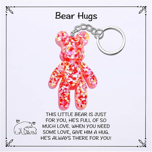 Pocket Bear Hug, Anxiety Relief Gifts for Women Men, Mental Health Positivity Gifts for Anxious Friend, Thinking of You Gift, Comforting Gift for Son Daughter Back to School, Red