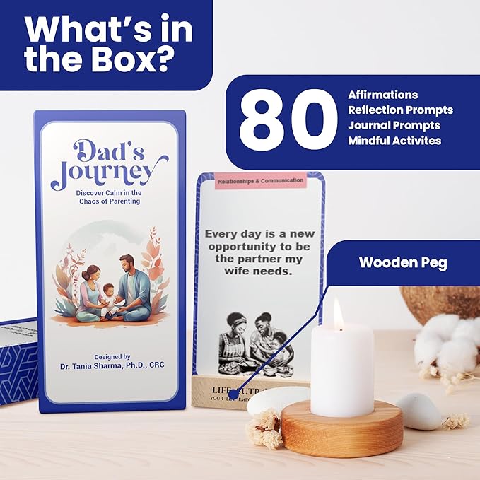 Daily Affirmation Cards for Men, Fathers Day Husband & Dad Motivational Mindfulness Gifts - Self Care, Stress Relief & Mental Health Therapy, Positive Inspirational Birthday Gift for Man, 80 Card Deck