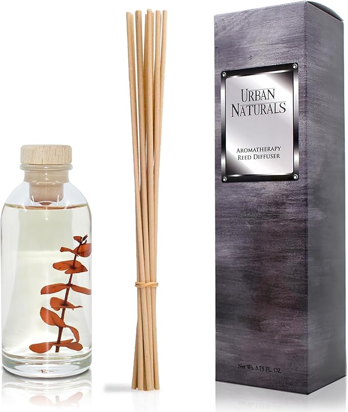 Urban Naturals Bay Rum & Sandalwood Reed Diffuser Scent Sticks Gift Set | Powdery Bay Rum, Sandalwood, Earthy Patchouli & Musk | A Bold, Spicy, Masculine Scent | Smells Like an Old Time Barber Shop