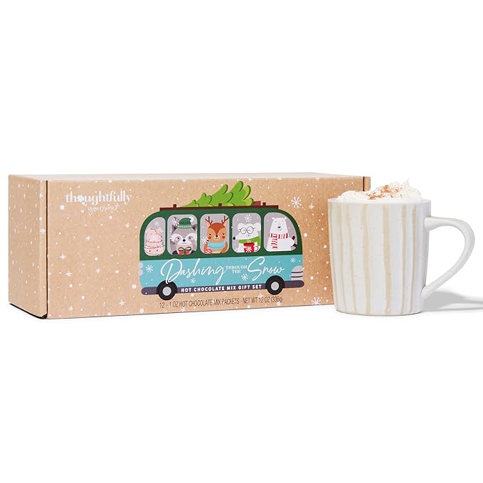 Thoughtfully Gourmet, Hot Chocolate Gift Set in Holiday Character Packaging, Flavors Include Rocky Road, Cookies Butter, Pumpkin Pie & More, Set of 12
