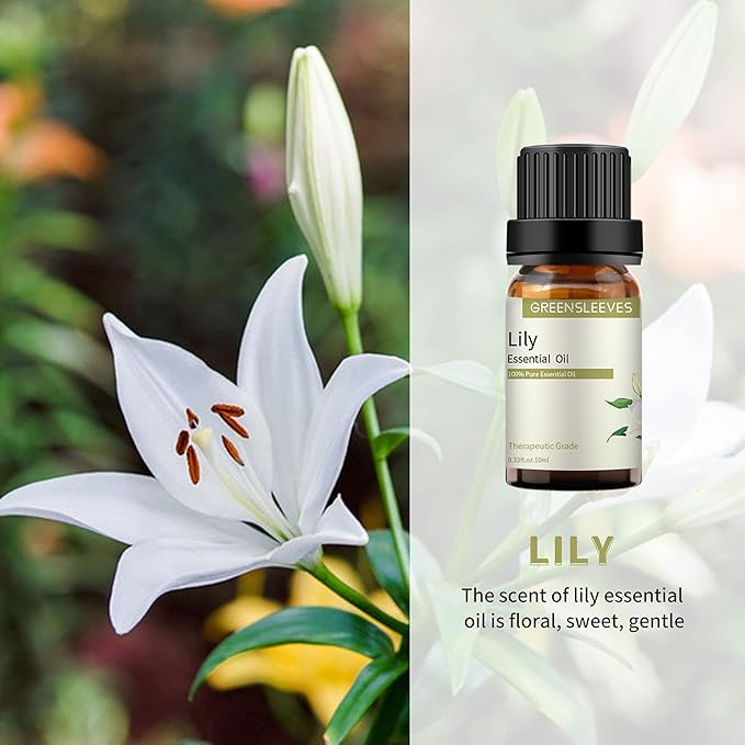 GREENSLEEVES Honeysuckle Lily Essential Oil Set, 2 x 10ml Pure Plant-Based Fragrance Oil for Aromatherapy, Essential Oils for Diffuser, Massage, Bath Bomb, Scented Candle Soap Making