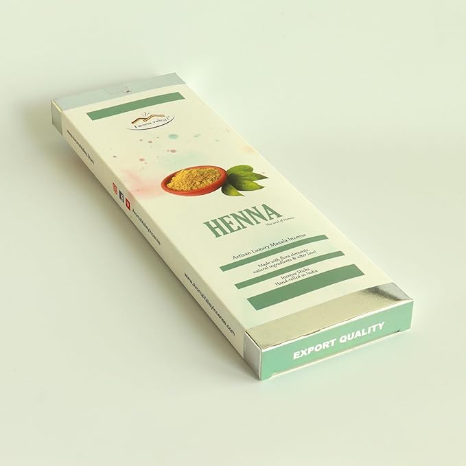 Henna Incense Sticks - Artisan Luxury Masala Incense - Handmade Long-Burning Incense 18+ Sticks