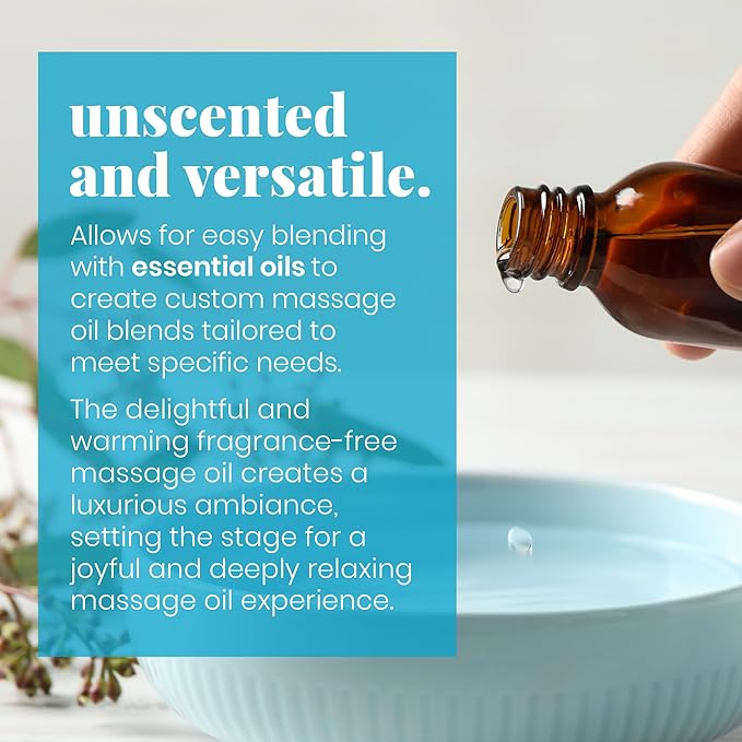 Skinsations - Unscented Massage Oil for Massage Therapy - 8oz | Fragrance-Free Body Oil for Sensitive Skin & Aromatherapy | Sweet Almond, Jojoba, Coconut & Grapeseed Oils