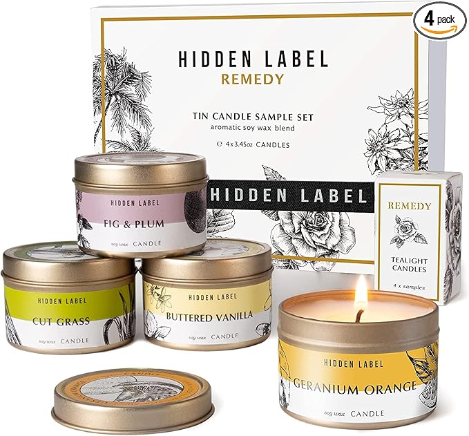 Hidden Label Fall Candles Set, 4 Pack Candle for Home Scented Aromatherapy Candle Gift Set for Women | Stress Relief | Meditation | Yoga | SPA | Bath, Autumn Candle Set