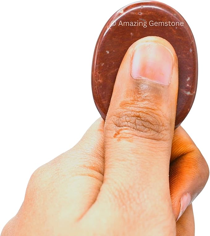Amazing Gemstone Red Jasper Worry Stone Crystals and Healing Stones - Worry Stones for Stress Relief Gifts - Piedra Crystal Fidget for Meditation - Unique Stocking Stuffers and Birthday Gifts