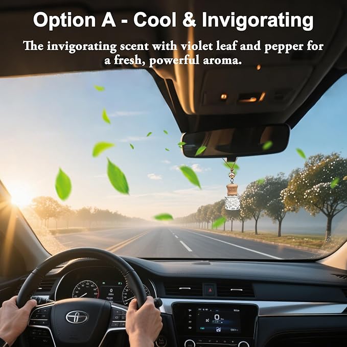 Hanging Car Air Freshener, 2-Pack Car Essential Oil Diffuser, Hanging Air Freshener with Plant-Based Scents, Long Lasting & Non-Toxic for Auto Perfume Odor Eliminator | Invigorating Teakwood