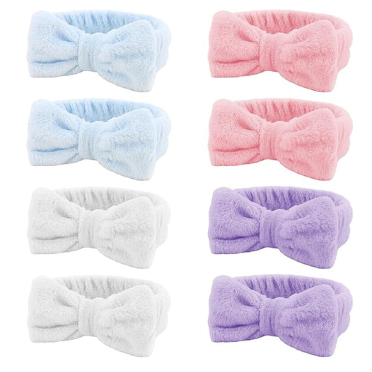 8 Pack SKincare Headband for Washing Face,Spa Headbands for Women Girls Cute Bow Headbands for Makeup Skin Care Hair bands Slumber Party Supplies Teen Girl Gifts