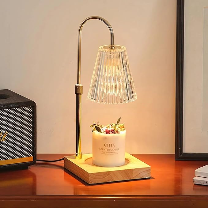 Candle Warmer Lamp with Timer - Electric Candle Warmer for Jar Candles - Adjustable Height & Dimmable Light Candle Lamp Warmer with 2 Bulbs - House Warming Gifts, New Home Bedroom DΓ©cor