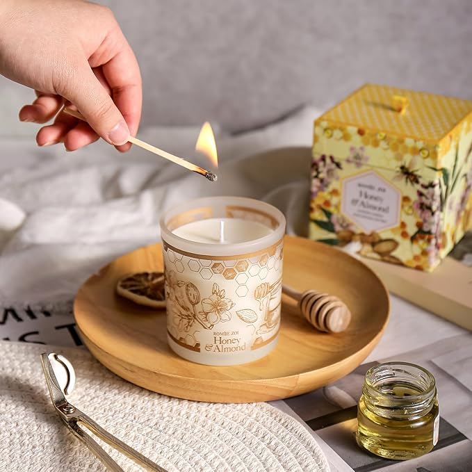 ROMIIE ZOI Aromatherapy Candle - Honey & Almond - 6oz Soy Wax Candle for Birthday Gift for Her…