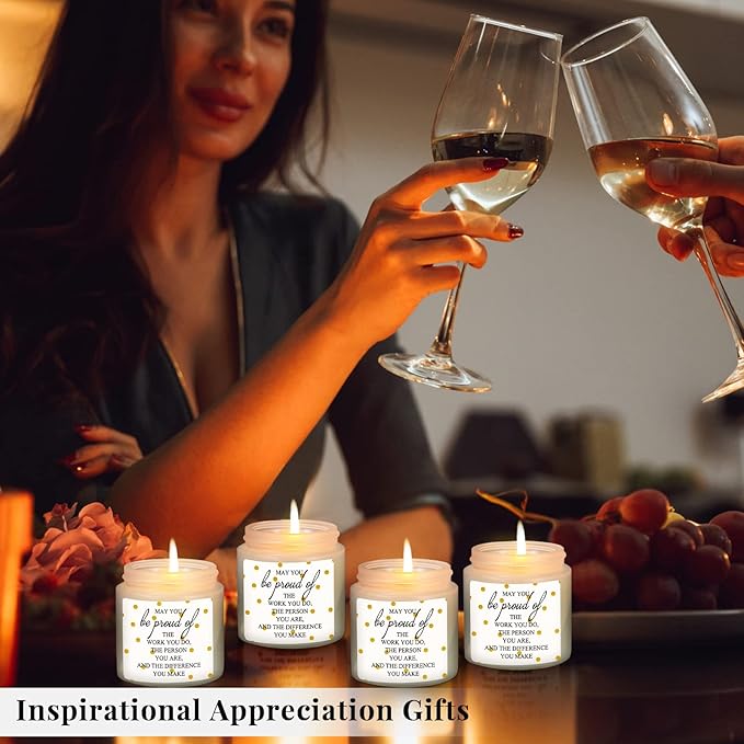 Fumete 10 Pcs Teacher Appreciation Gifts for Coworkers Team Jars Scented Soy Candles 3.5oz Thank You Candles Bulk Gifts for Chaos Coordinator Employee Social Worker Secretaries(White,Proud)
