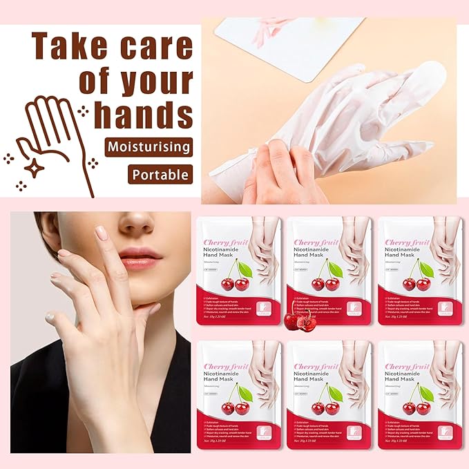 6 Pairs Hand Mask for Dry Cracked Hands,Nourishing Moisturizing Gloves,Hands Moisturizer for Deep Moisturizing,Silky Smooth Moisturizing Gloves,Hand Care Mask Set(K)