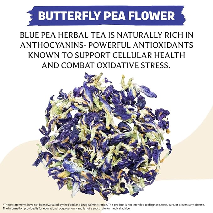 BREWIX, Butterfly Pea Flower Herbal Tea Loose Leaf (40+ Cups,1.41oz/40g) | Caffeine Free | Premium Dried Butterfly Pea Flowers For Blue & Purple Drinks, Food Coloring