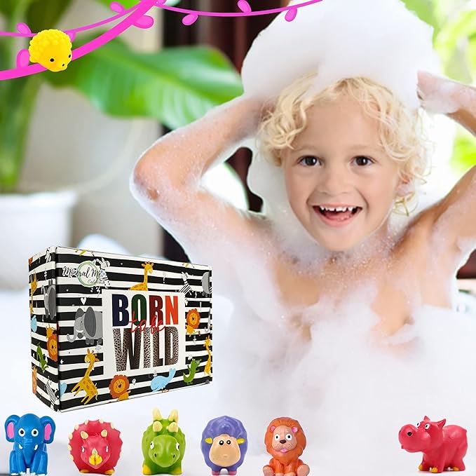 Bath Bombs for Kids with Surprise Inside - Organic Bath Fizzies with Toys Inside. All Natural, Gentle, and Kids Safe, Rainbow Spa Bath Fizz Balls, Birthday Gifts for Boys, Toddlers, Baby