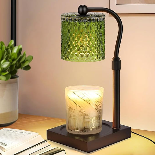 Candle Warmer Lamp with Timer Dimmer Adjustable Height, Birthday Gifts for Women, House Warming New Home Decor Gifts for Mom, Electric Wax Warmer for Jar Candles, Green