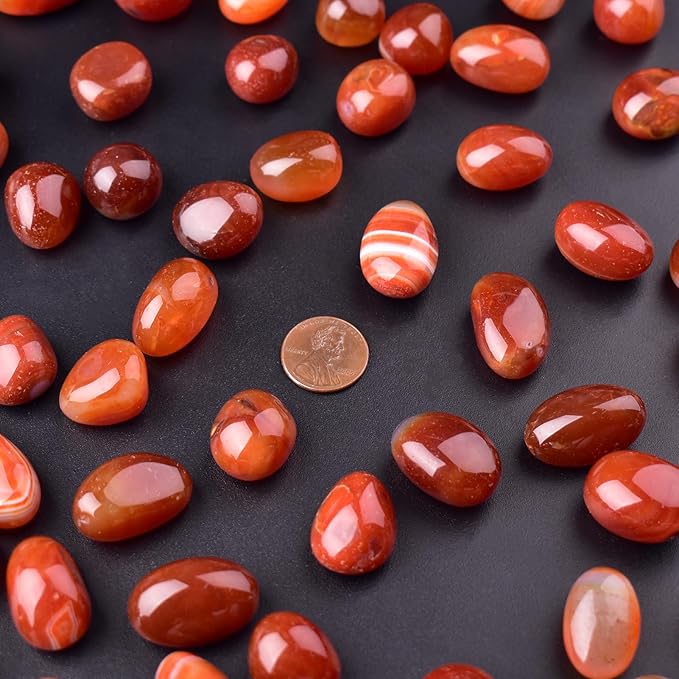 Red Agate Healing Crystal Stone Set - 24 Pieces, 0.6" Natural & Polished Stones for Healing, Meditation, Reiki, Chakra, Crafting & Decoration