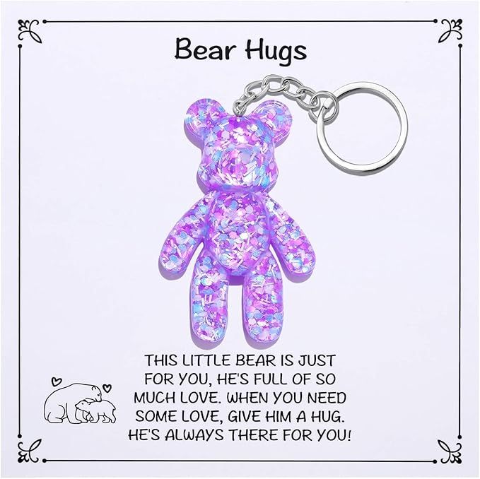 Pocket Bear Hug, Anxiety Relief Gifts for Women Men, Mental Health Positivity Gifts for Anxious Friend, Thinking of You Gift, Comforting Gift for Son Daughter Back to School, Purple