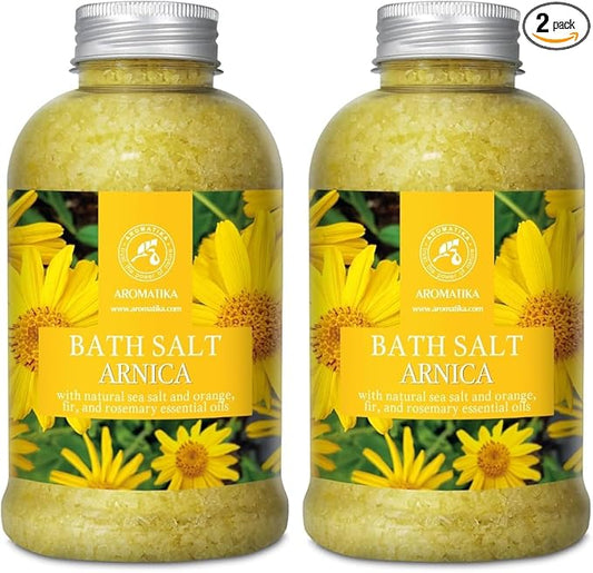 Arnica Bath Salts 21.16 Oz - 100% Natural Rosemary Orange and Fir Essential Oils - Sea Salt Arnica 600g - Best for Bath - Good Sleep - Relaxing - Body Care - Beauty (Pack of 2)