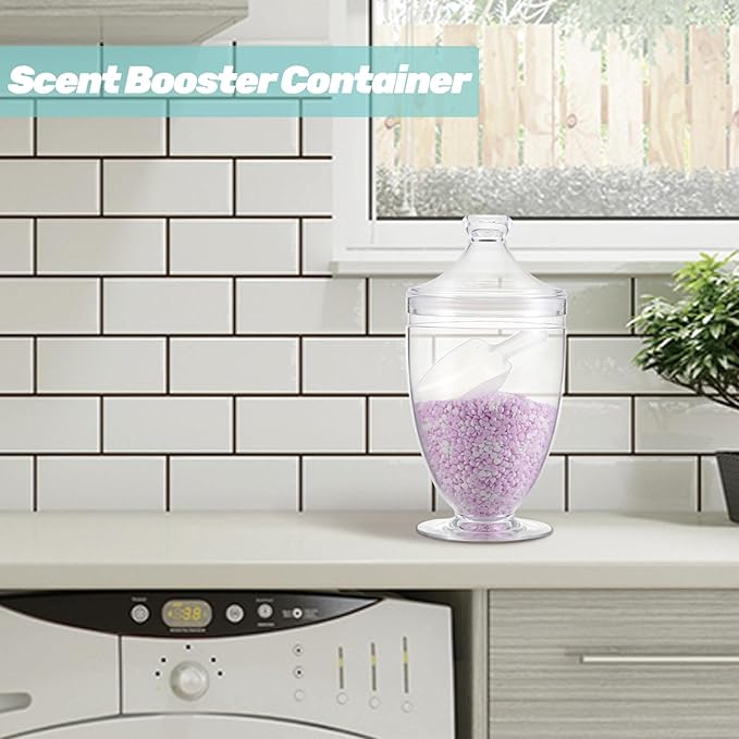 Large Acrylic Jar with Lid 46 oz, Bath Salt Container with Scoop, Shatterproof Apothecary Jar for Bathroom, Laundry Room, Kitchen, Candy Buffet