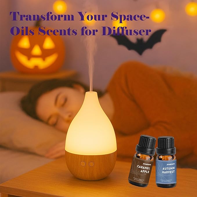 AmaKane Halloween Fragrance Oil Set, 6x10ml Fall Essential Oils for Diffuser, Candle Soap Making Scents- Brown Sugar and Fig, Pumpkin Apple Butter, Caramel Apple, Candy Corn and More