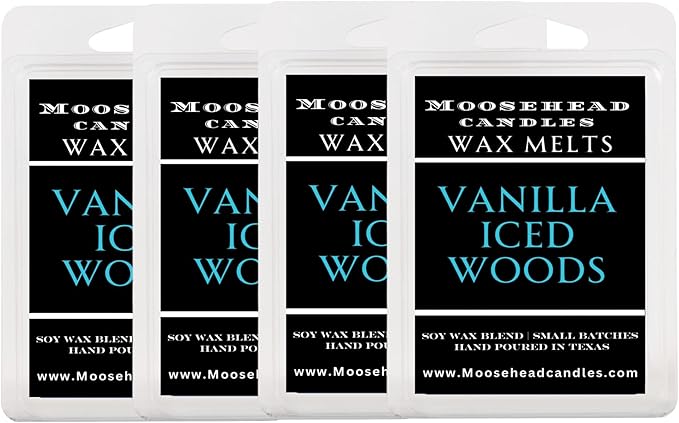 Iced Vanilla Woods Wax Melts – 4 Pack Soy Wax Melts for Warmers | Vanilla, Cedarwood & Sandalwood Blend | Long Lasting Fragrance | Pet Safe & Handmade in US
