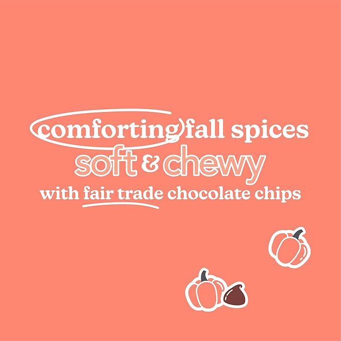 Love + Chew, Pumpkin Chip Minis - 18 Count - Tasty Gluten Free Cookies - Vegan - Healthy, Paleo, Non GMO Snacks - Individually Wrapped, Soft Baked Cookies - Made from High Protein Almonds