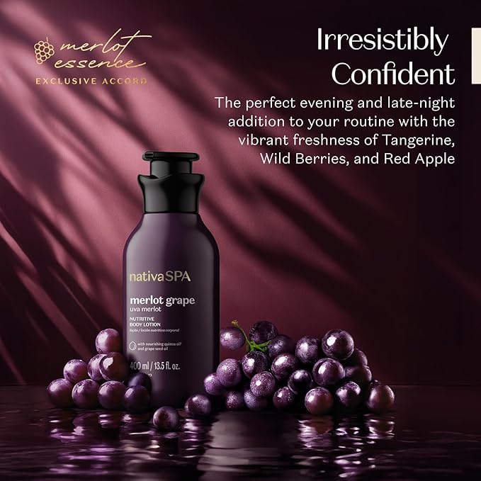 Nativa SPA by O Boticário Merlot Grape Body Lotion, Deep Hydration with Quinoa & Grape Seed Oil for Silky, Firm Skin 13.5 Ounce (400ml)