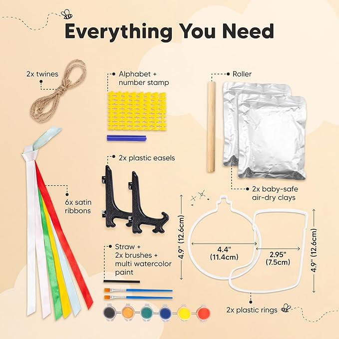 Baby Hand and Footprint Kit - Personalized Newborn Footprint Ornament, Clay Handprint Keepsake, Easy DIY Dog Paw Print Kit, Baby Shower Gifts for Boys, Girls, New Mom Gifts (Jingles)