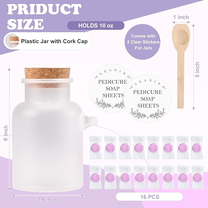 128g Pedicure Foot Spa Tablets 10 Oz Plastic Bath Salts Jar Foot Soak Tablets Manicure Soak Balls Softens Skin Botanicals Lavender Essential Oil Fast Dissolving Pedicure Supplies for Feet Dry Cracked