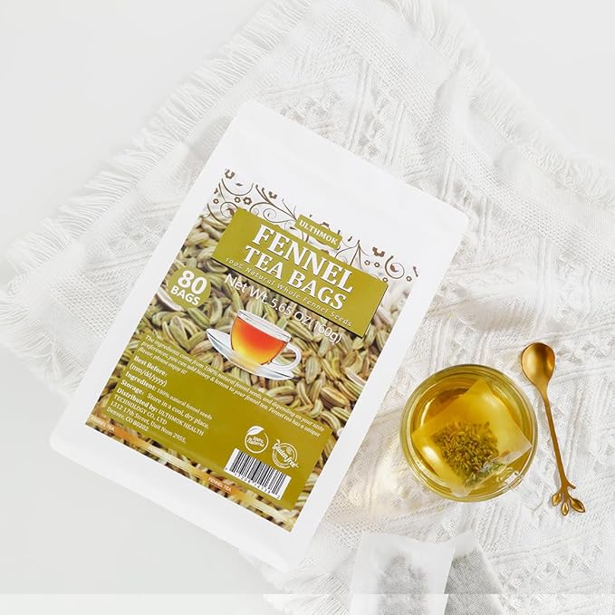Premium Fennel Tea Bags, 80 Tea Bags. Made with Natural Whole Fennel Seeds, Caffeine Free & No Additives.
