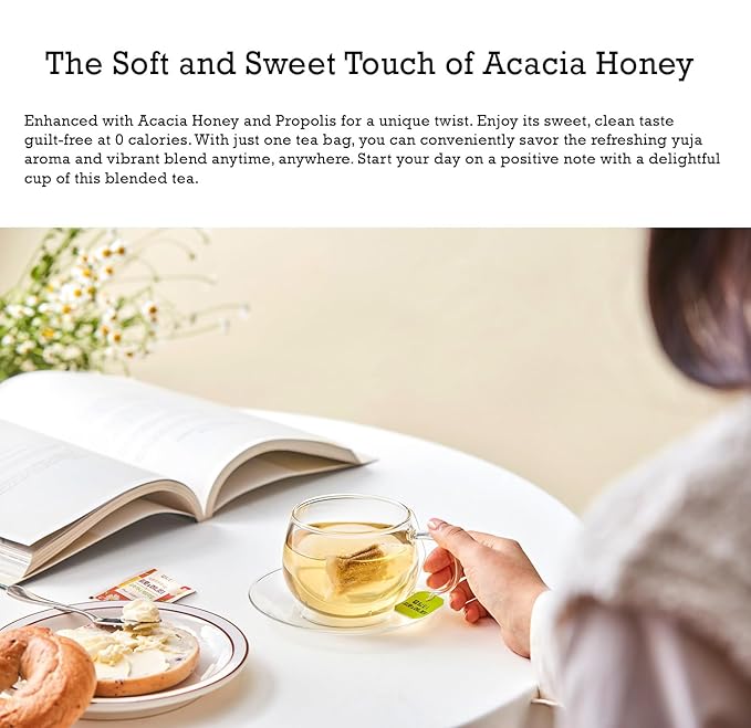 Damtuh Yuzu Honey Chamomile Tea – Citrusy & Floral Herbal Tea Blend, 20 Tea Bags (1g each)