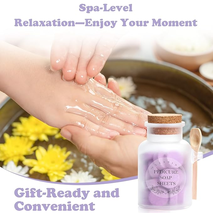 128g Pedicure Foot Spa Tablets 10 Oz Plastic Bath Salts Jar Foot Soak Tablets Manicure Soak Balls Softens Skin Botanicals Lavender Essential Oil Fast Dissolving Pedicure Supplies for Feet Dry Cracked