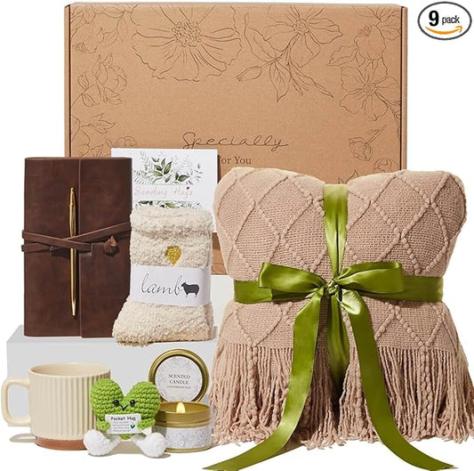 Self Care Gifts for Women, Get Well Gifts Sympathy Baskets Care Package, Birthday Gift for Women, After Surgery Feel Better Inspirational Thinking of You Gift Set for Mom Her Sister Best Friend Wife