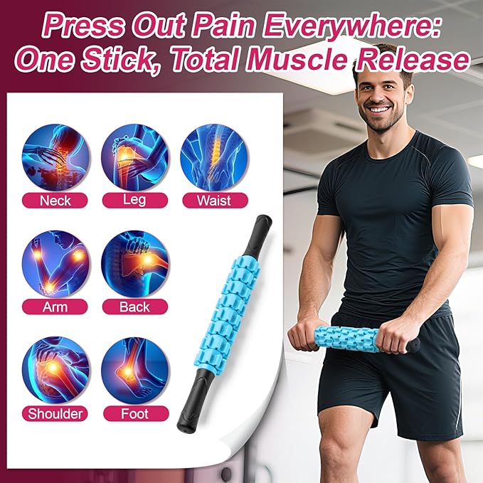 Massage Roller, Muscle Roller Stick, Therapy Roller Stick for Legs, Calf, Thigh, Lipo Roller for Relief Muscles, Deep Tissue Massage Rolling Pin for Trigger Points, Help Sore Muscle Recovery