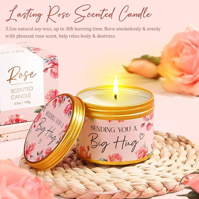 Birthday Gifts for Women Self Care Gift, Rose Spa Gift Baskets Bath Set Get Well Soon Care Package Christmas Mom Gifts for Women Sister Friend Wife Grandma Teacher Nurse w/ Blanket