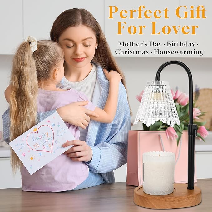 Candle Warmer Lamp with Timer, Dimmable Candle Lamp Warmer Height Adjustable, House Warming Gifts New Home Decor, Gifts for Mom Birthday Gifts for Women, Wax Warmer for Jar Candles