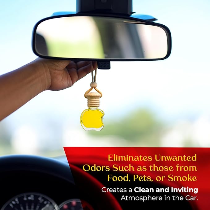 Kabod Lemon Hanging Car Air Freshener | Essential Oil Diffuser | Fresh Citrus Scent | Natural Odor Eliminator | Long-Lasting Fragrance | 10 ml