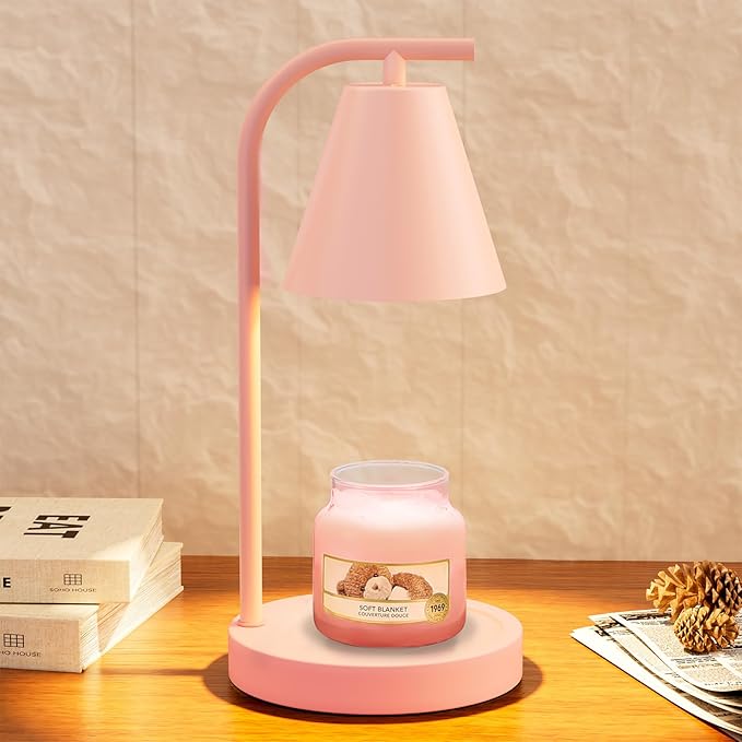 Pink Candle Warmer, Candle Warmer Lamp with Timer,Electric Candle Lamp Warmer for Scented Wax with 2 Bulbs,House Warming Gifts New Home&Gifts for Women, Candle Lamp for Jar Candles