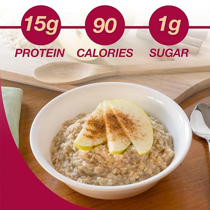 ProtiDIET High Protein Apple Cinnamon Oatmeal - 15g Protein, Sugar Free with Added Fiber - Instant Oatmeal for a Healthy and Nutritious Breakfast, Packed with Essential Nutrients - 7 Packets Per Box