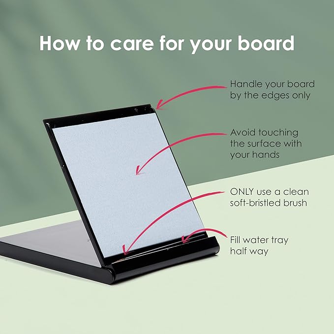 Mini Buddha Board Art Set: Water Drawing Writing Board w/ Mini Water Brush for Mindfulness & Meditation – Zen Based Drawing Board - Painting & Art Supplies – Ideal Relaxation Gifts (5” x 5”, Black)