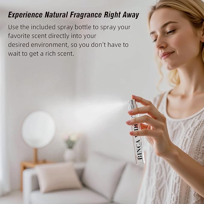 Reed Diffuser Set, Binca Vidou Lavender & Osmanthus Natural Perfume Scent Oil Diffusers with Sticks & Spray Bottle for Home Office Bathroom Aromatherapy Decor 1.69oz x 2