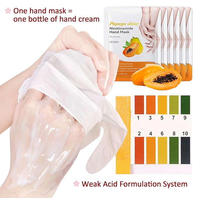 Hand Masks Moisturizing Gloves,6 Pairs Hydrating Hand Peel Masks Gift Set for Dry Cracked Hands Care,Long-lasting and Non-greasy Hand Moisturizer Gloves for Women M