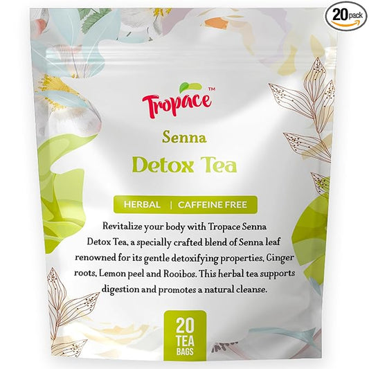 Tropace Senna Leaf Herbal Tea – Caffeine-Free, 20 Tea Bags Infused with Senna, Ginger, Rooibos & Lemon Peel – Rooted in Africa, Packed in USA, 1.8 oz (50g)