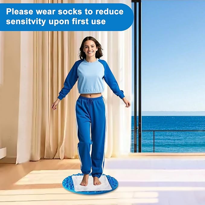 Foot Massager Mat, Manual Massage Tool with Magnetic Therapy Acupressure Disc for Feet Relaxation, Foot Relieve Stress Treatment (Blue)