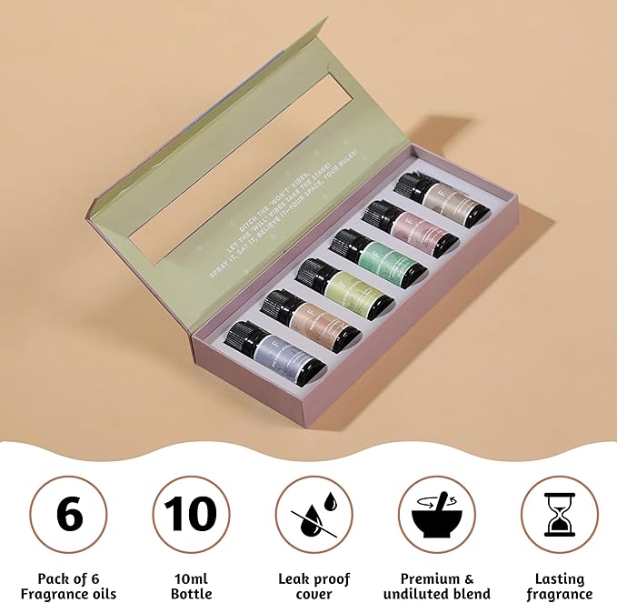 Folkulture Essential Oils for Diffuser for Home | Set of 6 Essential Oil Set | Essential Oil for Candle Making | Essential Oils for Soap Making - Frankincense, Lavender Oils for Relaxation