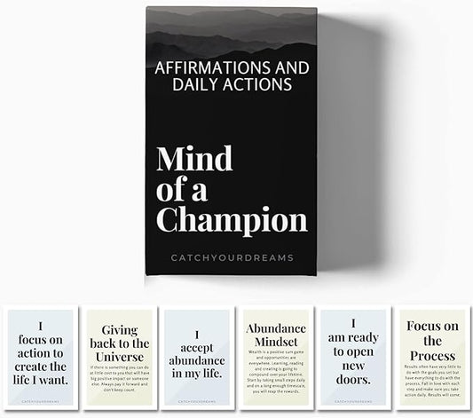 Mind Of A Champion - Motivational Cards for Men Affirmations and Action Steps to Turn Dreams into Reality - For Productivity, Personal Development, Self Care, Mindfulness, Affirmation Cards for Men