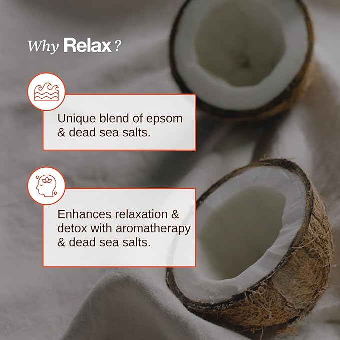 Relax Spa & Bath, Epsom & Dead Sea Salts, Aromatherapy Bath Salts for Hot Tub, Bath, or Spa, Infused with Magnesium, Verbena Lime Coconut Scent