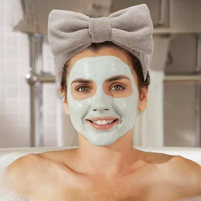 8 Pack Beige SKincare Headband for Washing Face,Spa Headbands for Women Girls Cute Bow Headbands for Makeup Face Wash Hair bands Slumber Party Supplies