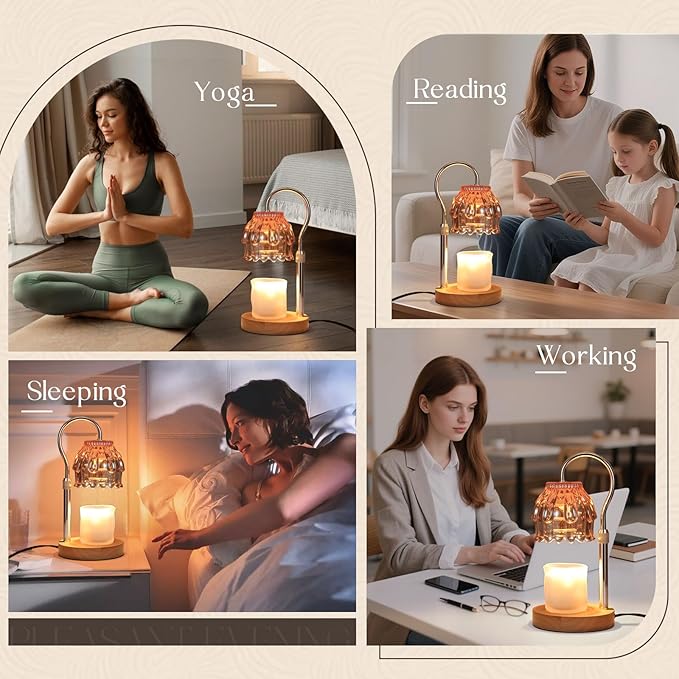 SnowBB Flower Candle Warmer Lamp, Timer Dimmer, Adjustable Height, Birthday Gift for Women Mom Friend Sister, House Warming Gift New Home Decor, Vintage Wax Melt Warmer, Christmas White Elephant Gifts